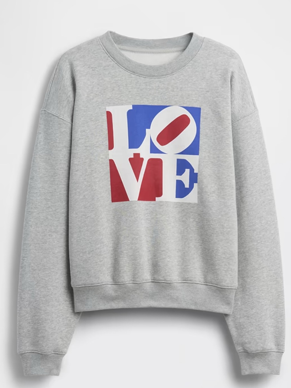 GAP LOVE Graphic Sweatshirt Robert Indiana Art VintageSoft Heathered Grey Sz XL